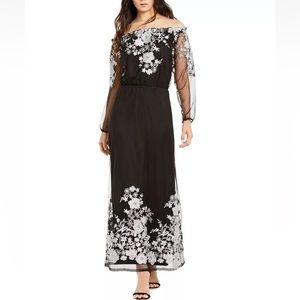 INC International Concepts Women's Embroidered Maxi Dress Black Size 14- Reemoly